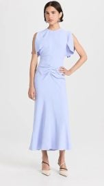 Victoria Beckham Gathered Waist Midi Dress in Frost at Shopbop