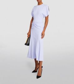 Victoria Beckham Gathered Waist Midi Dress in Frost at Harrods