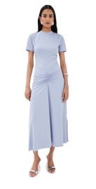 Victoria Beckham Gathered Waist T-Shirt Midi Dress Delphinium 6 at Shopbop