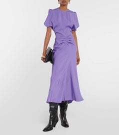 Victoria Beckham Gathered Woven Midi Dress at Mytheresa