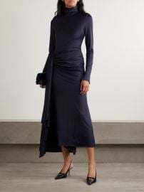 Victoria Beckham Gathered draped jersey turtleneck midi dress at Net a Porter
