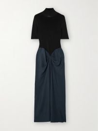 Victoria Beckham Gathered wool and crepe turtleneck maxi dress at Net a Porter