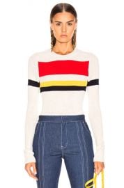 Victoria Beckham Long Sleeve Stripe Top in Vanilla   Bright Red Multi   FWRD at Forward