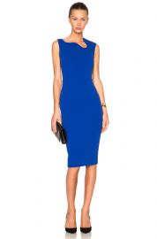 Victoria Beckham Matte Crepe Curve Neck Fitted Dress at Forward by Elyse Walker