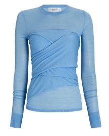 Victoria Beckham Merino Wool Top In Blue reg at Intermix