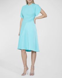 Victoria Beckham Mixed-Media Cap-Sleeve Dress at Neiman Marcus