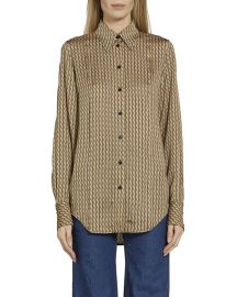 Victoria Beckham Monogram Striped Collared Shirt at Neiman Marcus