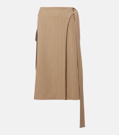 Victoria Beckham Pinstripe wool midi skirt at Mytheresa