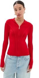 Victoria Beckham Piping Detail Hooded Top Bright Rose XL at Shopbop
