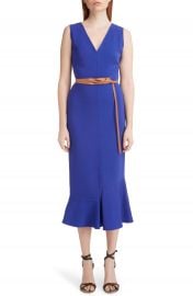 Victoria Beckham Ruffle Hem Belted Midi Dress   Nordstrom at Nordstrom