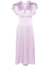 Victoria Beckham Ruffled Satin Midi Dress Purple at Farfetch