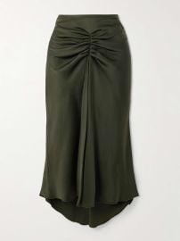 Victoria Beckham Satin Draped Sleeve Top and Skirt at Net a Porter