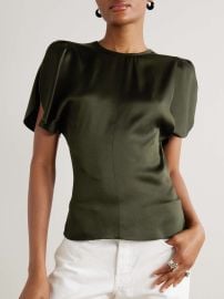 Victoria Beckham Satin Draped Sleeve Top and Skirt at Net a Porter