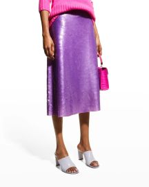 Victoria Beckham Sequin-Embellished Flared Midi Skirt at Neiman Marcus