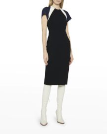 Victoria Beckham Shoulder Stripe Midi T Shirt Dress at Neiman Marcus