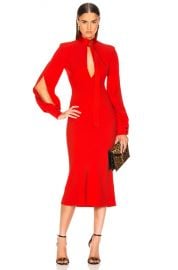 Victoria Beckham Slash Front Long Sleeve Midi Dress in Candy   FWRD at Forward