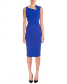 Victoria Beckham Sleeveless Asymmetric-Neck Sheath Dress  Cobalt at Neiman Marcus