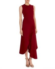 Victoria Beckham Sleeveless Asymmetric-Wave Hem Midi Dress at Neiman Marcus