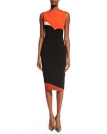 Victoria Beckham Sleeveless Heart Colorblock Sheath Dress Sunset at Neiman Marcus