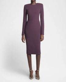 Victoria Beckham Strong-Shoulder Long-Sleeve Midi T-Shirt Dress at Neiman Marcus