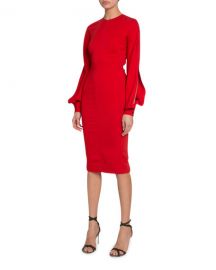 Victoria Beckham Triple-Georgette Slashed-Sleeve Dress at Neiman Marcus