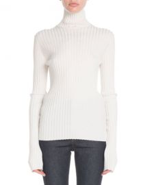 Victoria Beckham Turtleneck Long-Sleeve Ribbed-Knit Sweater at Neiman Marcus