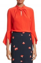 Victoria Beckham Twisted Silk Bell Sleeve Blouse at Nordstrom