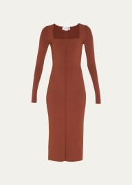 Victoria Beckham VB Body Fitted Square Neck Midi Dress at Bergdorf Goodman