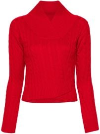 Victoria Beckham cable-knit Merino Jumper Red at Farfetch