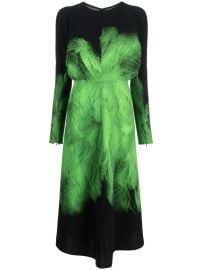 Victoria Beckham feather-print long-sleeve Midi Dress - at Farfetch