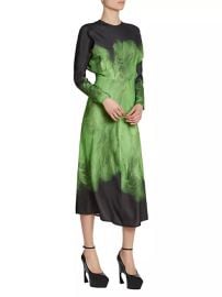 Victoria Beckham feather print long sleeve midi dress at Saks Fifth Avenue