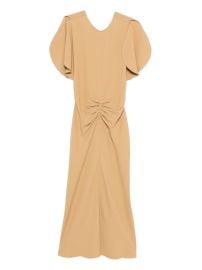 Victoria Beckham flutter-sleeve Draped Dress Yellow at Farfetch