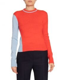 Victoria BeckhamColorblocked Wool-Blend Crewneck Sweater at Neiman Marcus