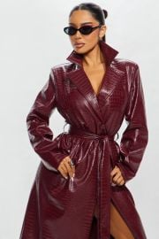 Victoria Faux Leather Trench Coat - Burgundy Fashion Nova at Fashion Nova