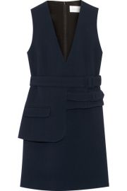 Victoria Victoria Beckham  Belted wool-crepe mini dress at Net A Porter