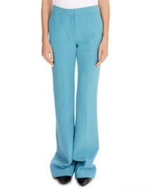 Victoria Victoria Beckham Flat-Front Straight-Leg Stretch-Wool Pants w  Flared Hem at Neiman Marcus