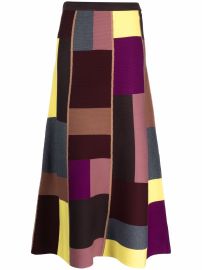 Victoria Victoria Beckham colour-block Knitted Midi Skirt - at Farfetch