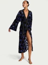 Victorias Secret Electric Orchid Burnout Velvet Long Robe at Victorias Secret