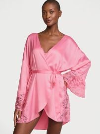 Victorias Secret Satin Lace Trim Robe at Victorias Secret
