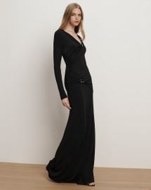 Viela O-Ring Long-Sleeve Maxi Dress in Black at Veronica Beard