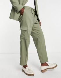 Viggo viera technical suit cargo pants in khaki at ASOS