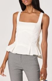 Viki Back Bow Stretch Cotton Peplum Top at Nordstrom
