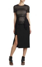 Viktoria Mixed Knit Peplum Top at Bcbg