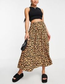 Vila midi skirt in leopard print at ASOS