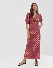 Vila wrap midi dress in polka dot at ASOS