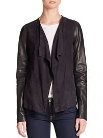 Vince - Draped Leather-Detail Knit Jacket at Saks Fifth Avenue