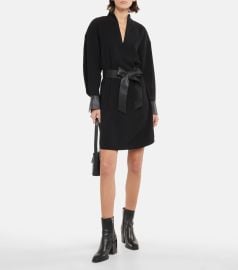 Vince - Faux leather-trimmed minidress at Mytheresa