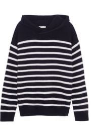 Vince   Hooded striped cashmere sweater at Net A Porter