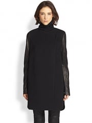 Vince - Leather-Sleeved Wool-Blend Coat at Saks Fifth Avenue