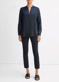 Vince Band Collar Silk Blouse at Vince